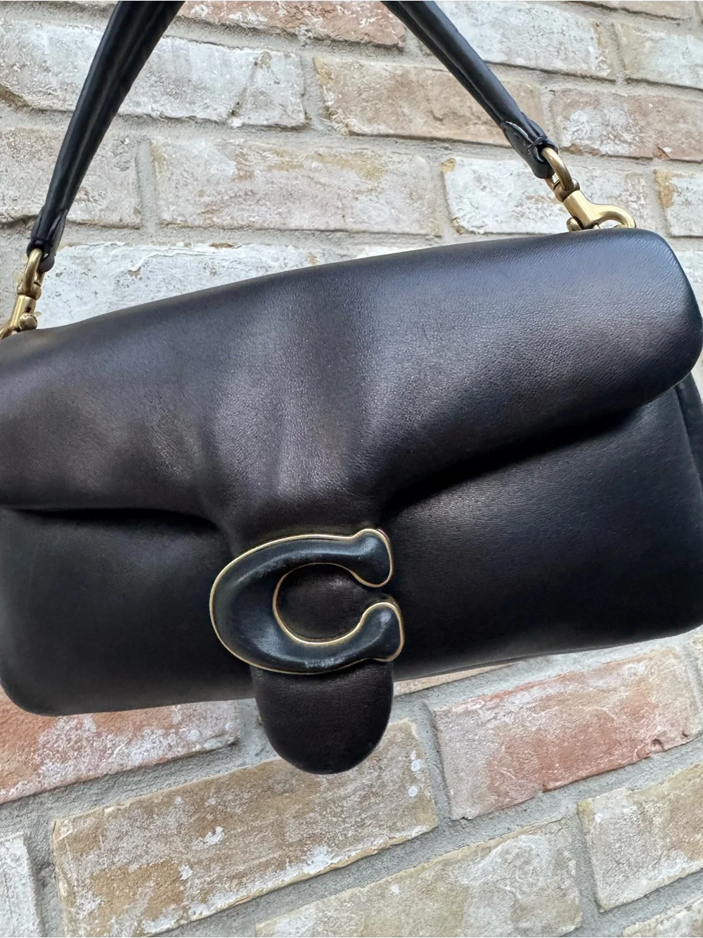 Coach Pillow Tabby 26 Black Nappa Leather Shoulder Bag Magnetic Snap